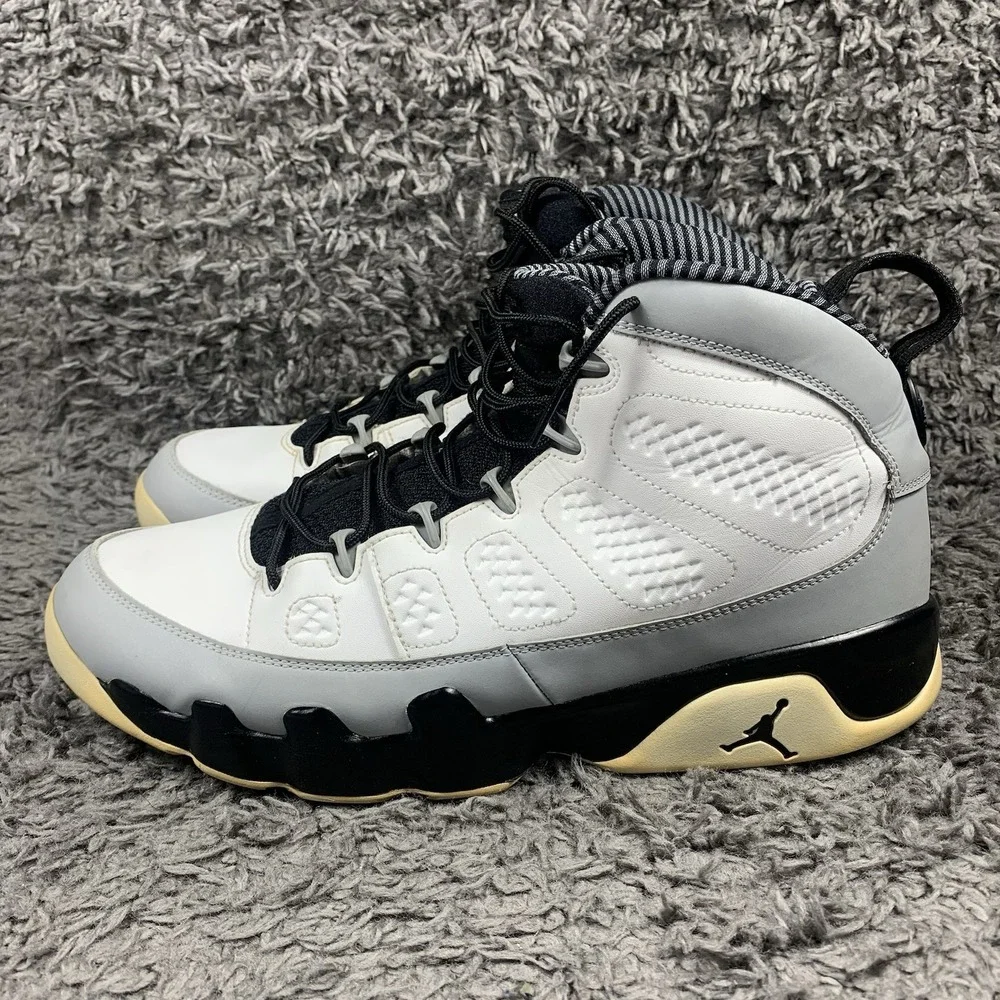 Nike Air Jordan 9 Retro Barons IX Shoes White Black Gray 302370-106 Mens Sz 12